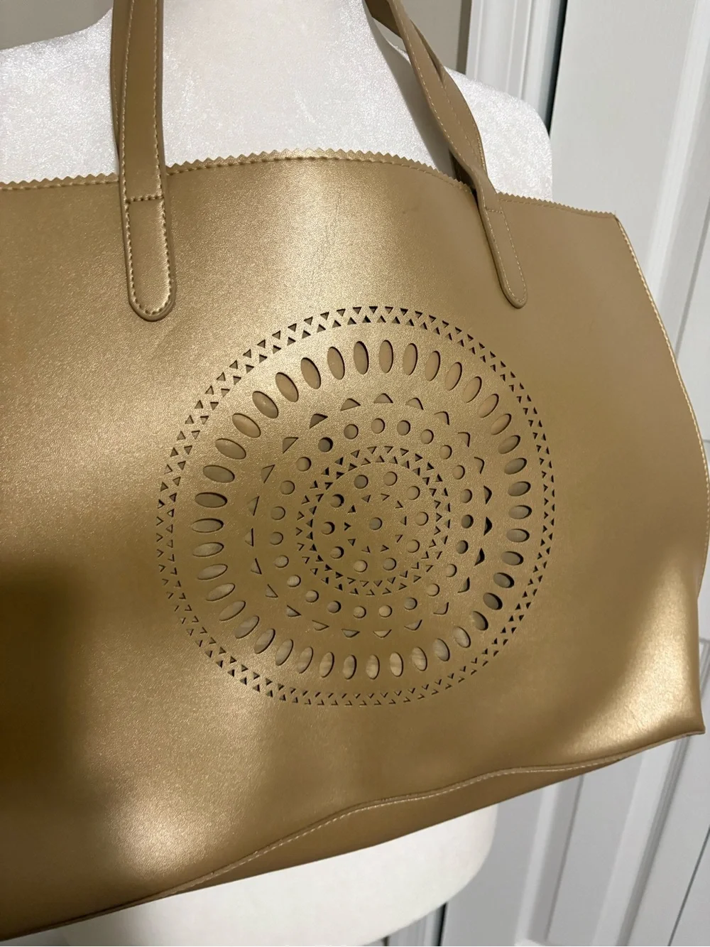 Neiman Marcus GoldPerforated Tote Bag - Women